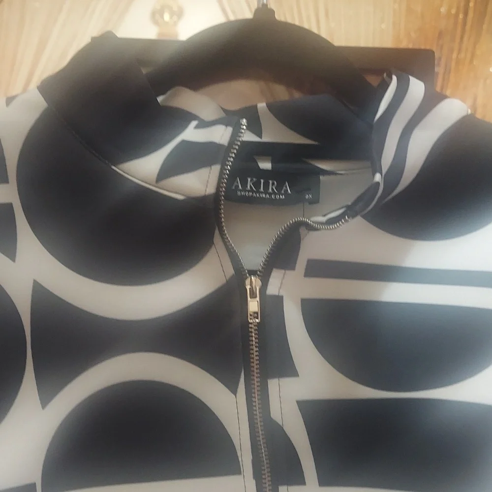 AKIRA Black and White Geometric Bomber Jacket - Picture 5 of 9